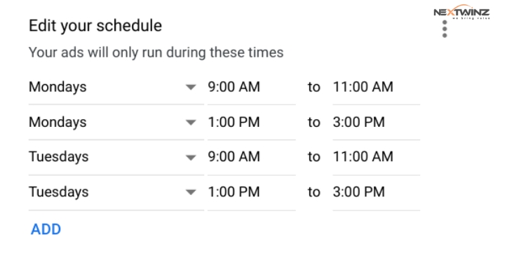 google Ad Schedules