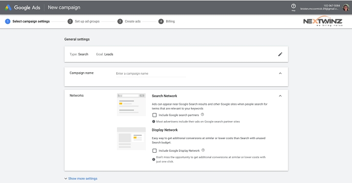 google ads campaign network settings nextwinz