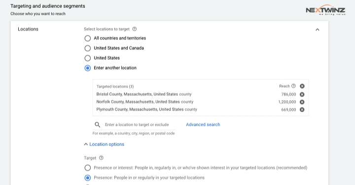 google ads location targeting
